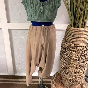 Tan harem pants large bohemian boho buddha pants